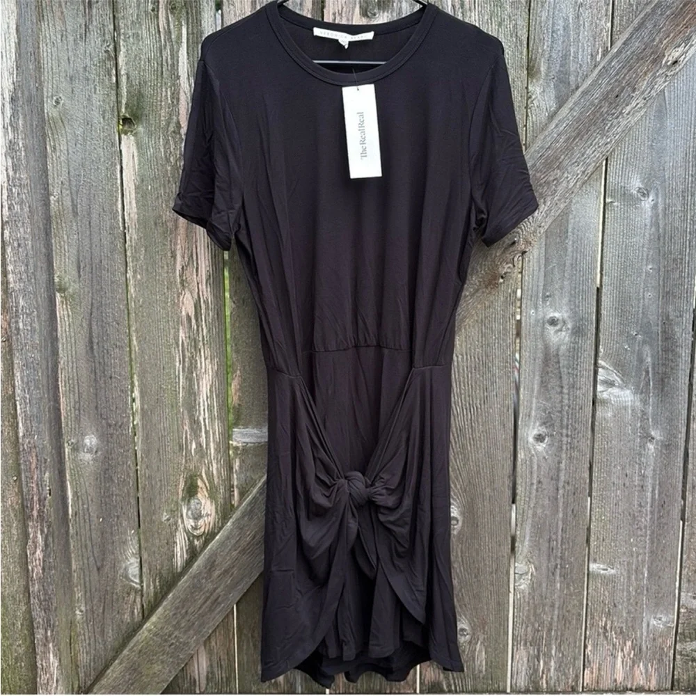 EUC Veronica Beard Bernice Tie-Front Jersey Dress Black Size Medium